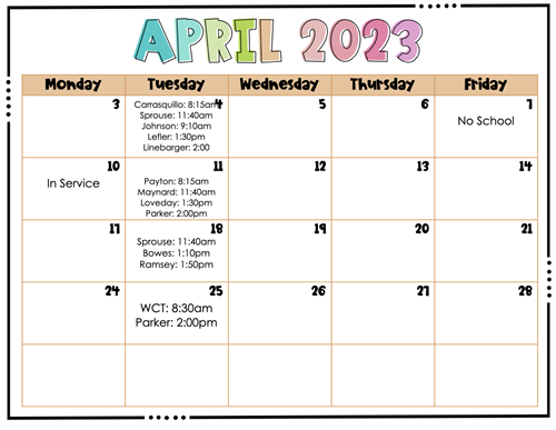 April Calendar